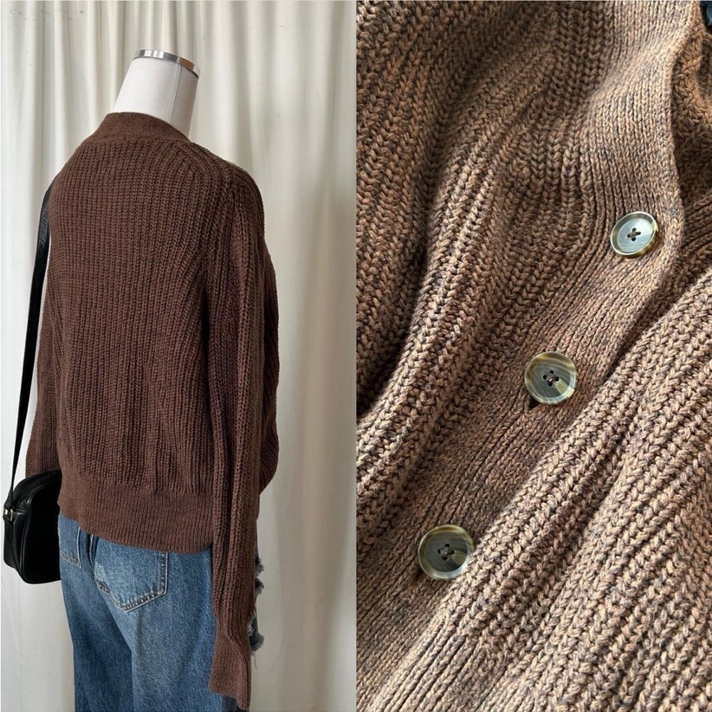 GAP Classic Cotton Rib Cardigan Medium Brown. - Picture 8 of 8